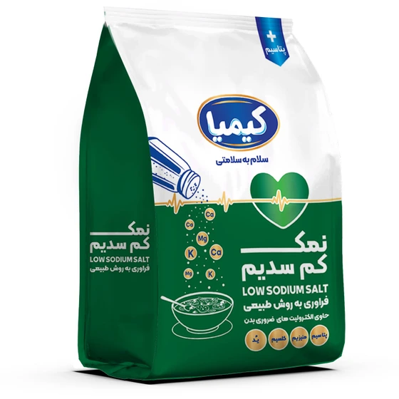 عکس نمک کم سدیم کیمیا 500 گرم نمک کم سدیم کیمیا + پتاسیوم 500 گرم