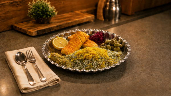 باقالی پلو با ماهی گیاهی